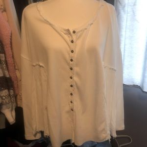 NEW! “CURRENT TERRA” (FREE PEOPLE STYLE) WAFFLE KNIT SHIRT (MEDIUM OVERSIZED)